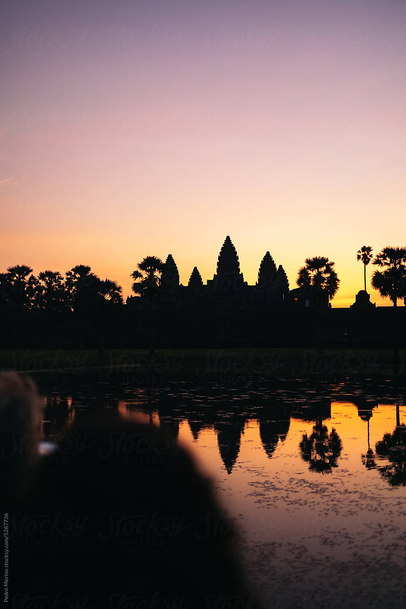 People watching the sunset at Angkor Wat