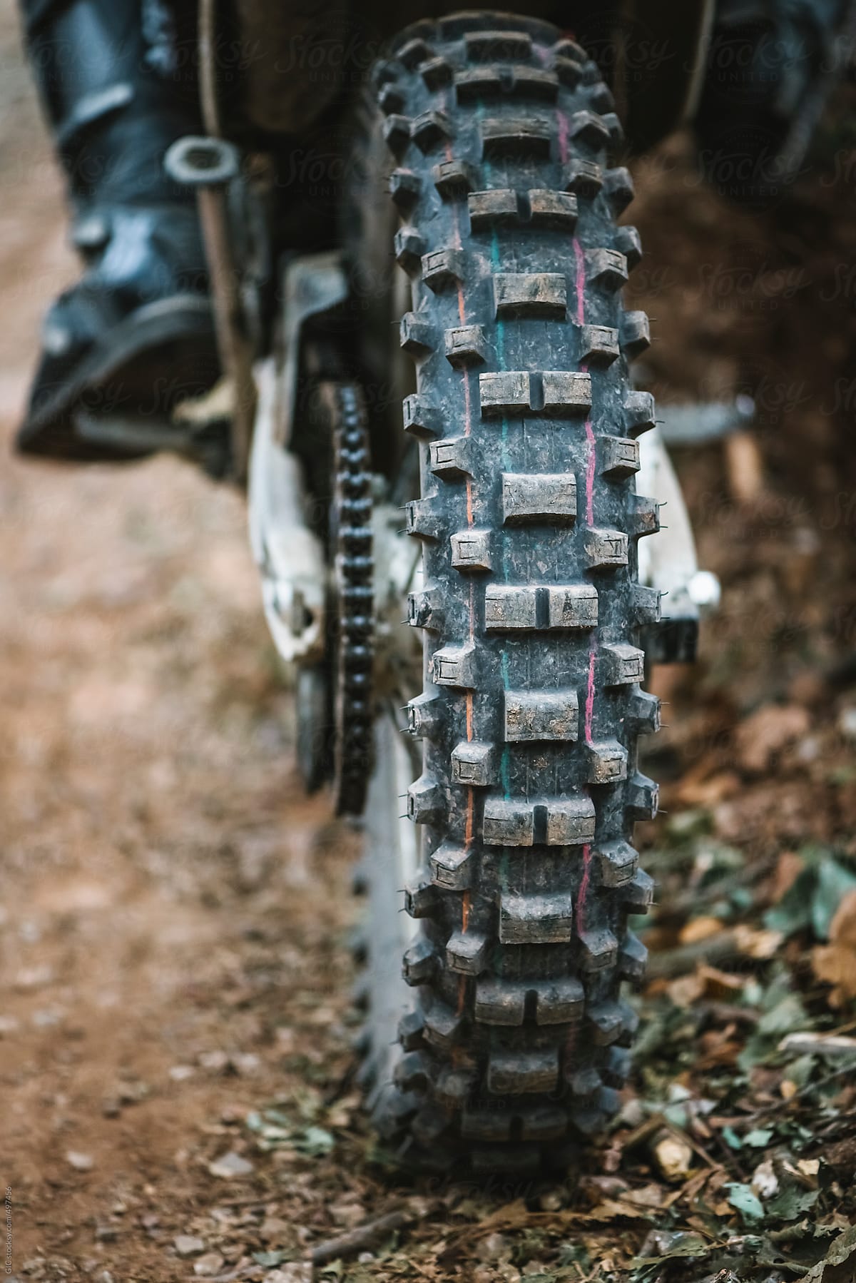 Motocross tire track close up