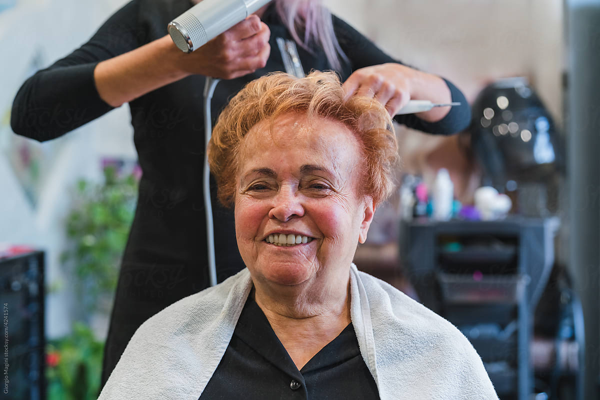 Happy Senior Woman at the Beauty Salon