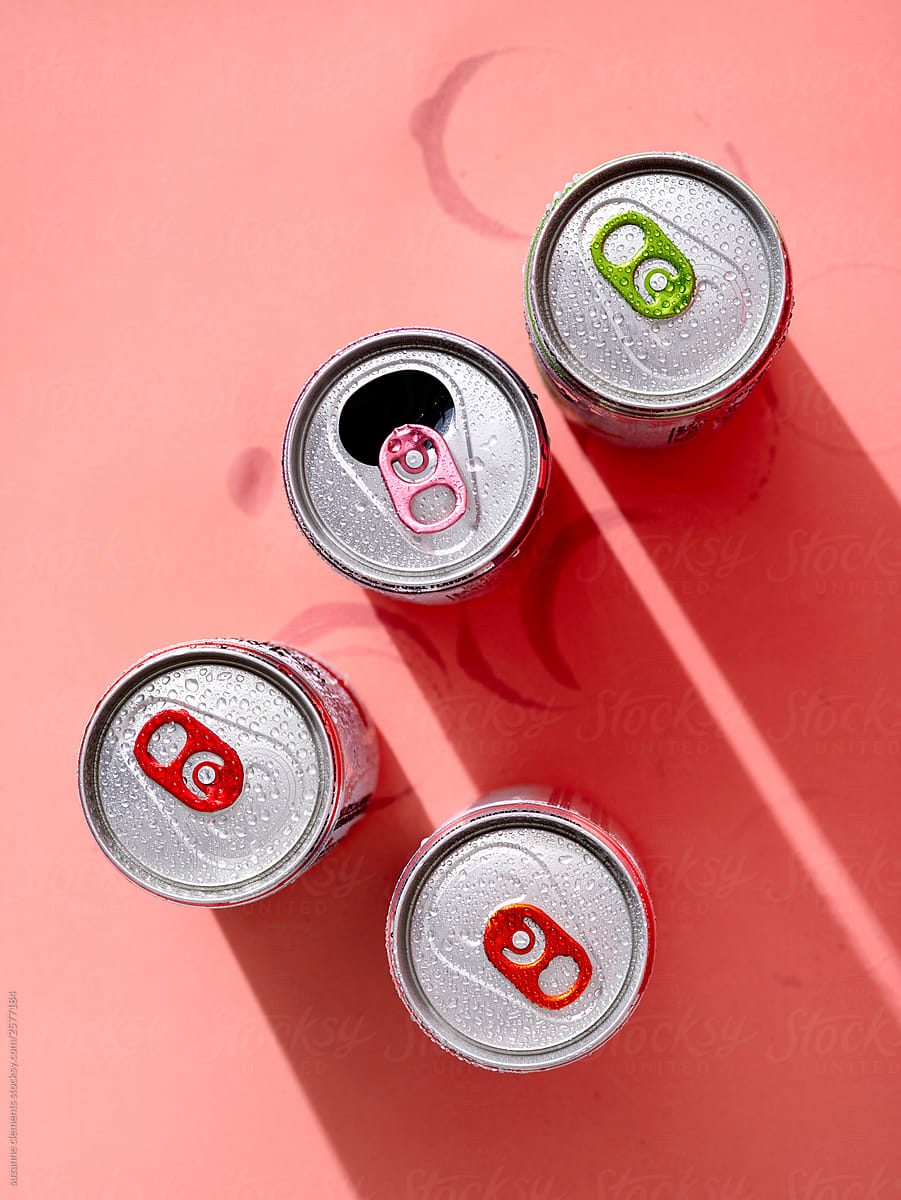 Colorful Can Pull Tabs on Pink