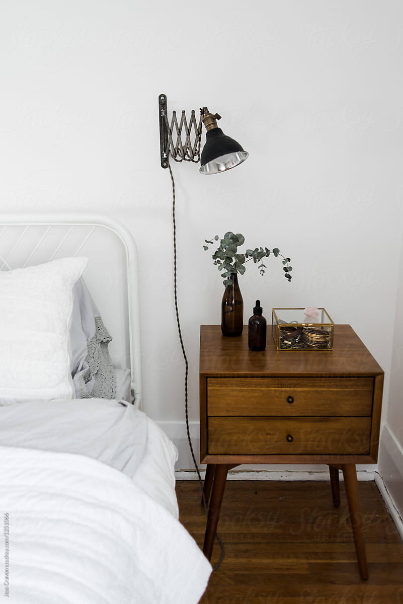  Minimalist Bedside  Table In Scandinavian White Bedroom by 