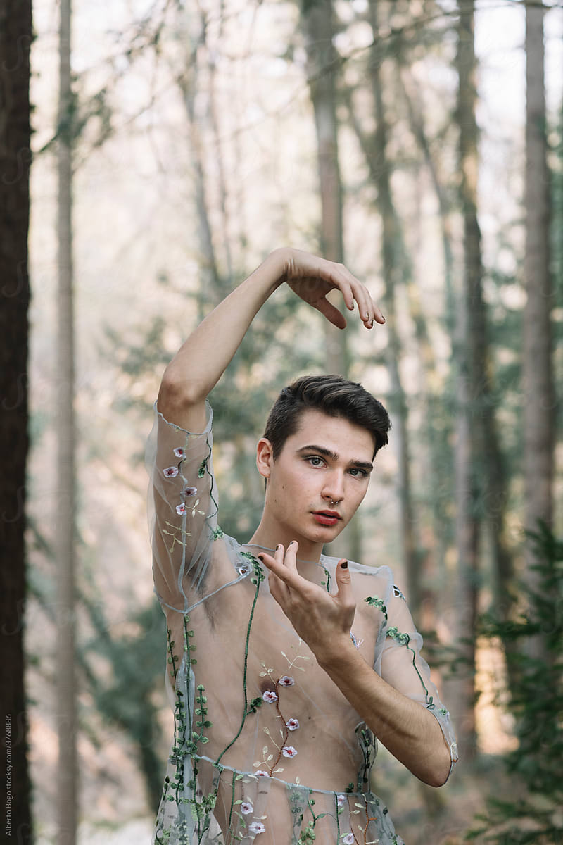 Portrait Of A Non-binary Man In The Woods