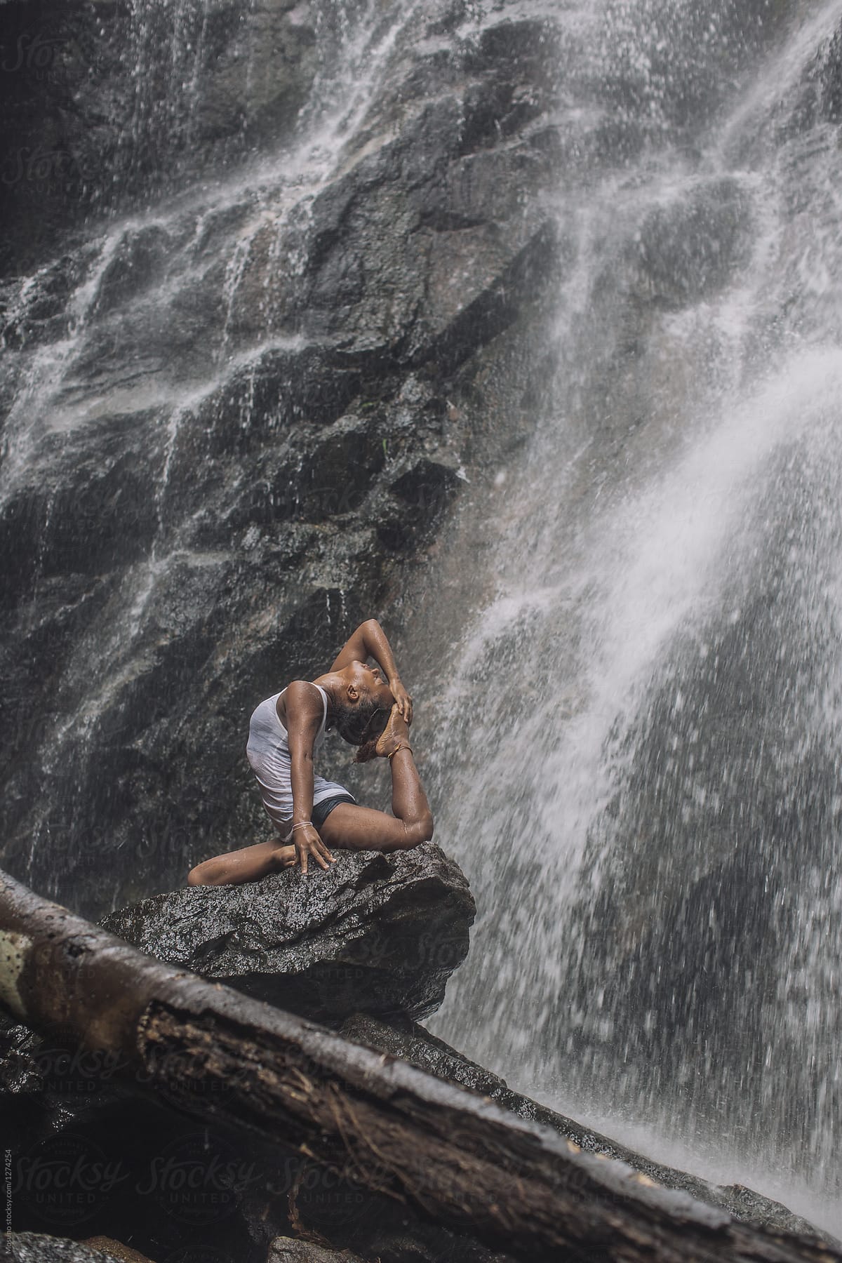 Yoga By The Waterfall By Stocksy Contributor Mosuno Stocksy