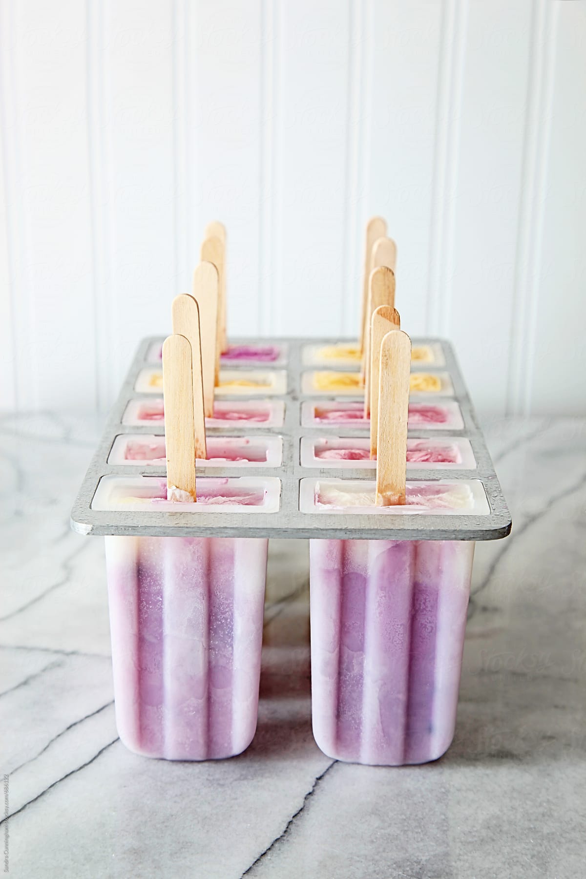 Homemade berry yogurt popsicles