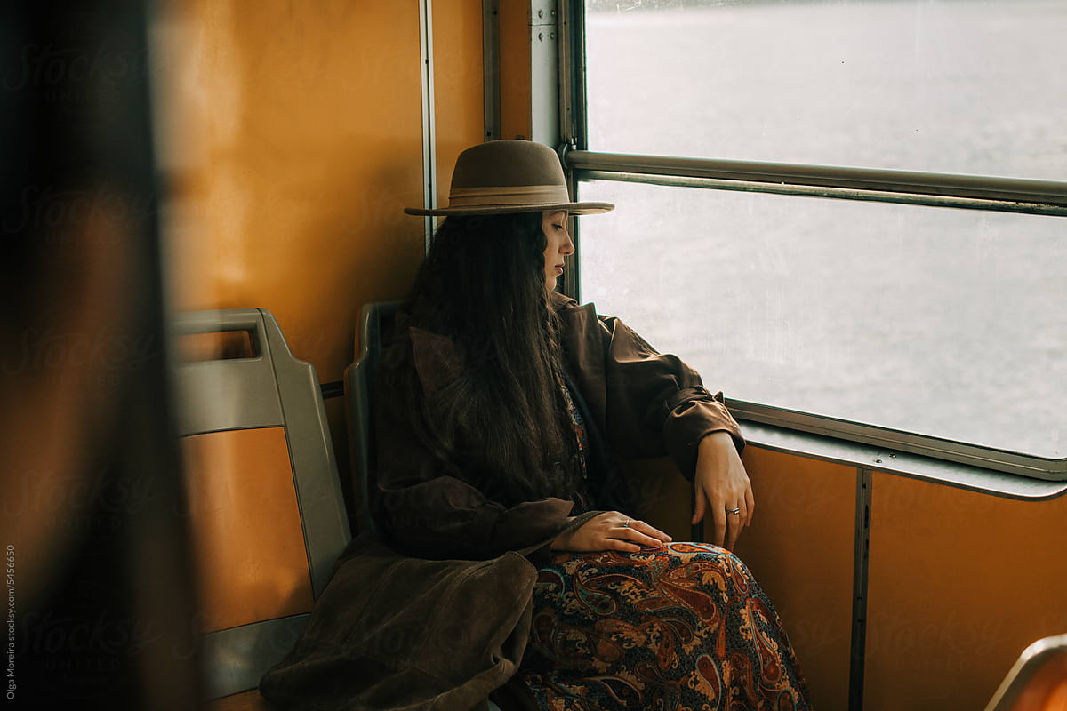 Candid portrait of a woman in a ferry