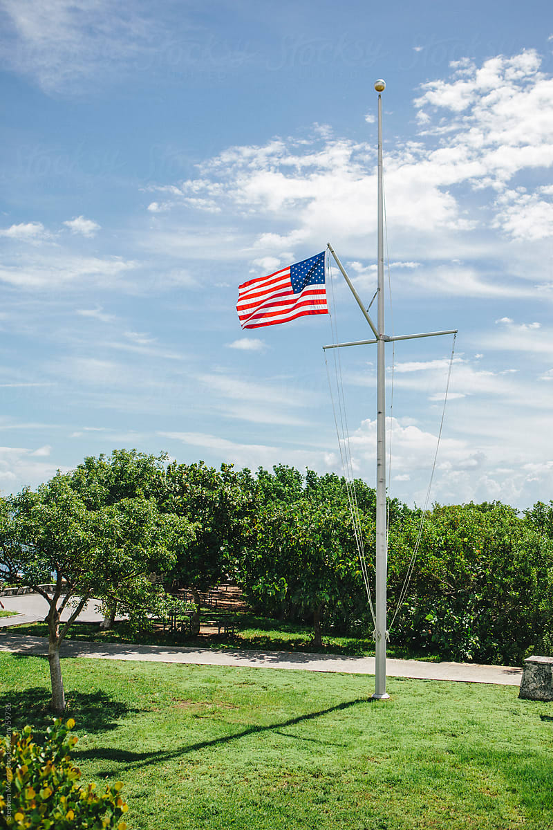 U.S. Flag Flying on a Sailing Mast