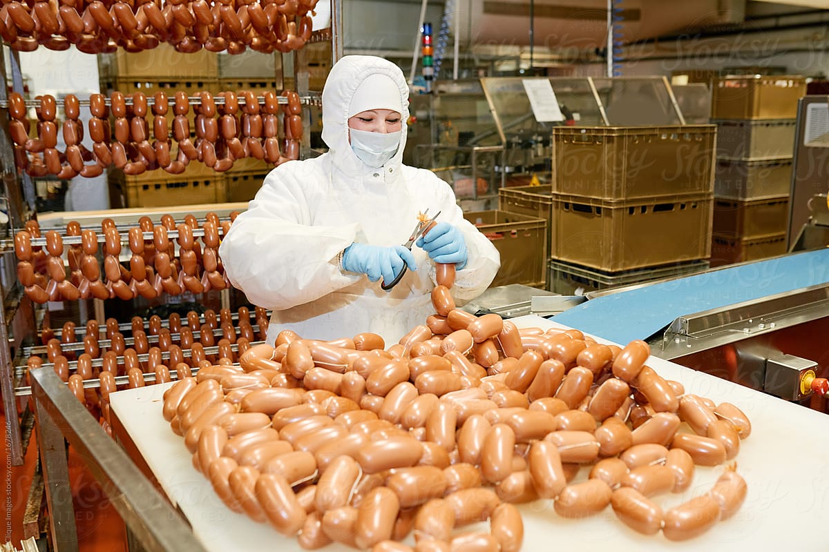 At sausage packing department