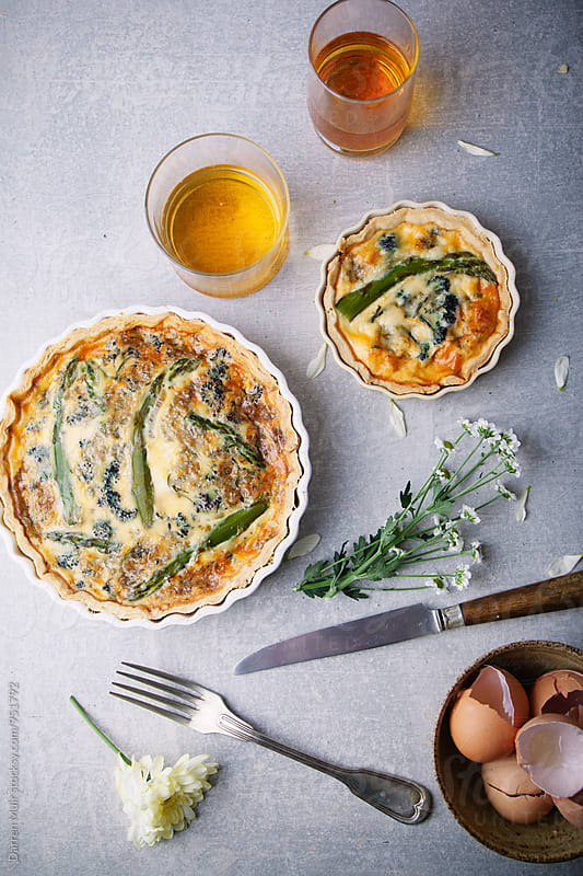 Asparagus,broccoli and blue cheese quiche. by Darren Muir - Stocksy United