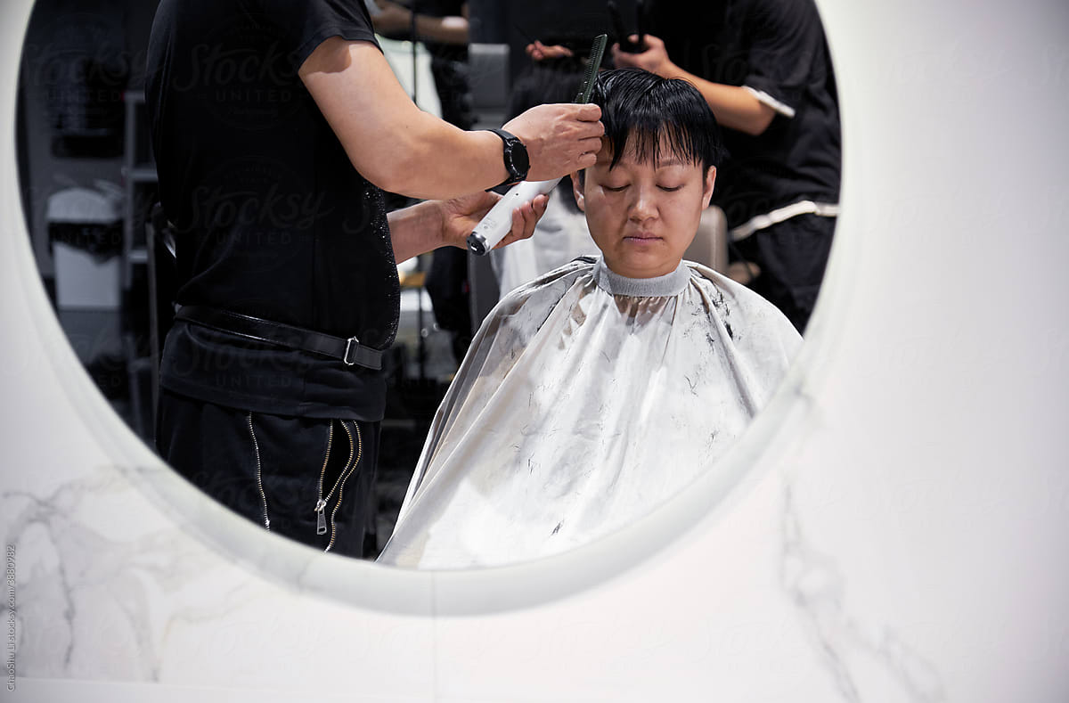 Asian Chinese women washing hair in hair salon