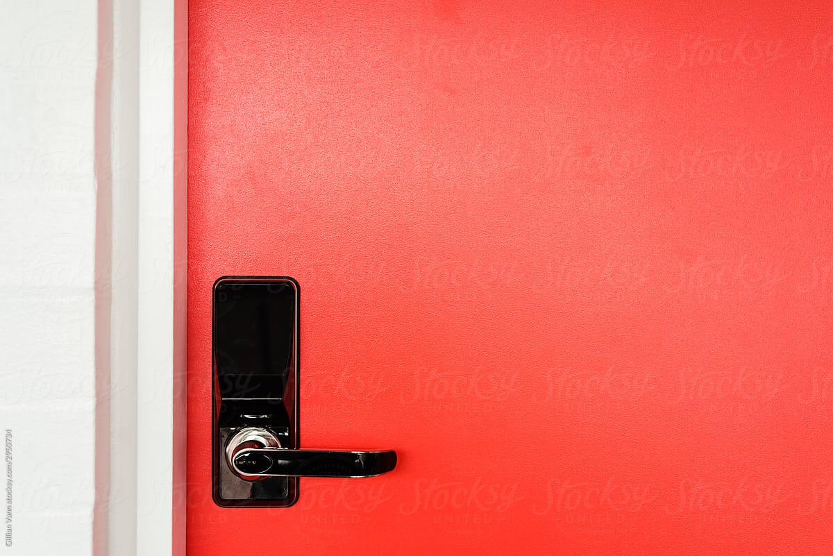 coral red door with keyless entry