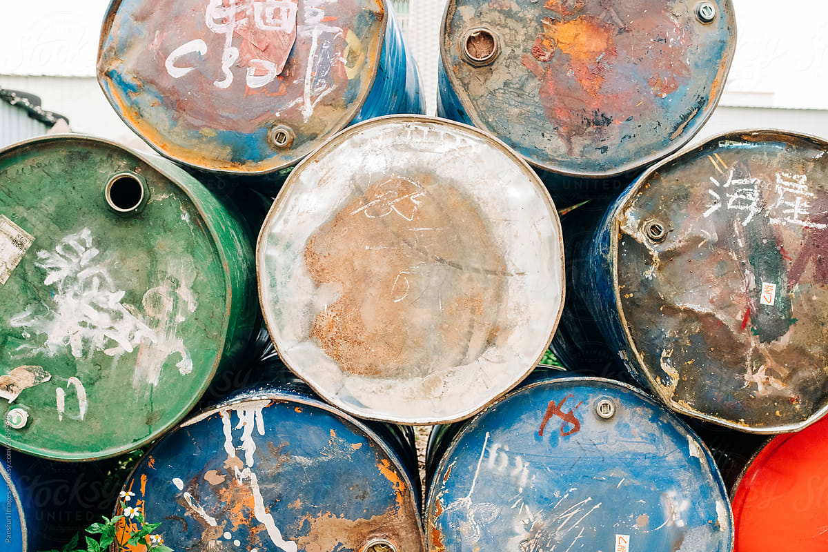 Color industrial oil drums