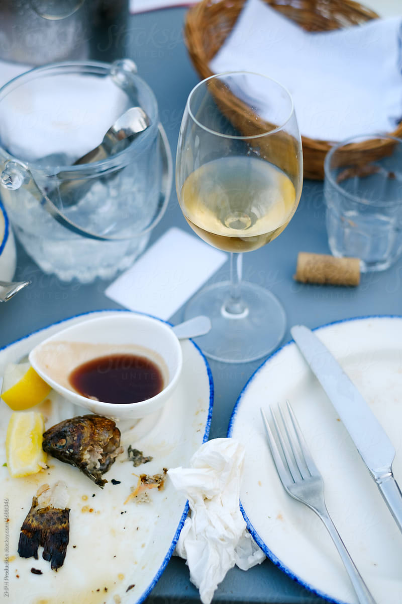 Fine dining leftovers and wine details