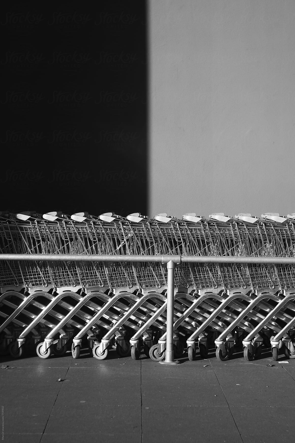 Shopping carts outside a supermarket