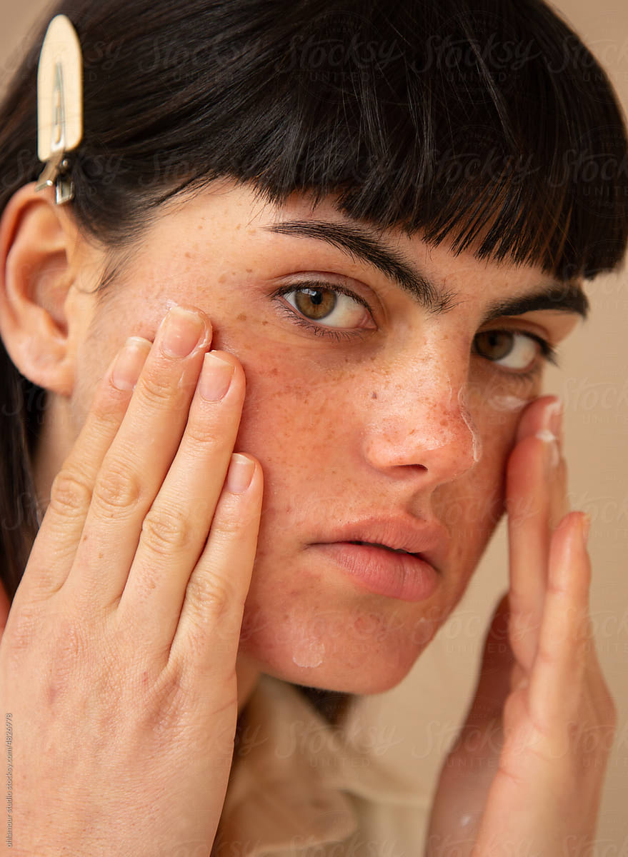 Face lotion skincare close up