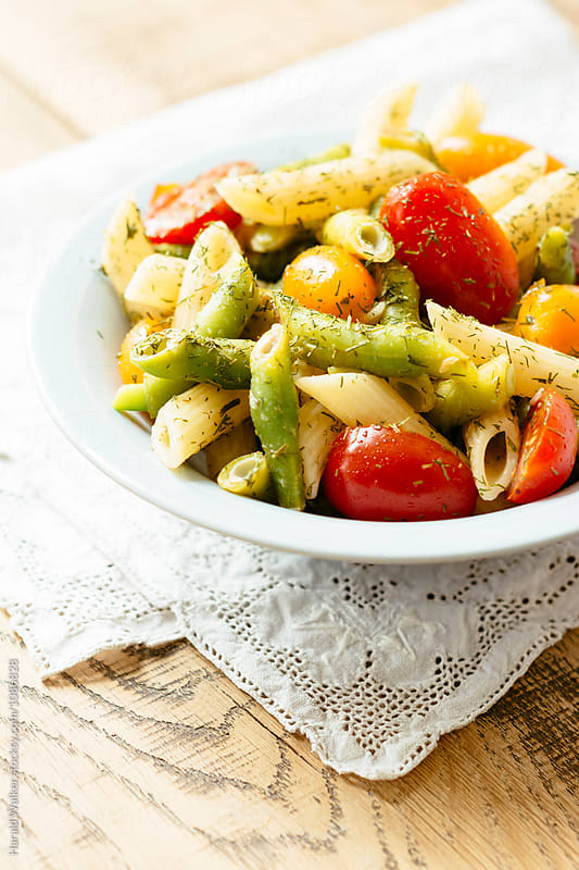 Penne Pasta Salad with Green Beans and Tomatoes