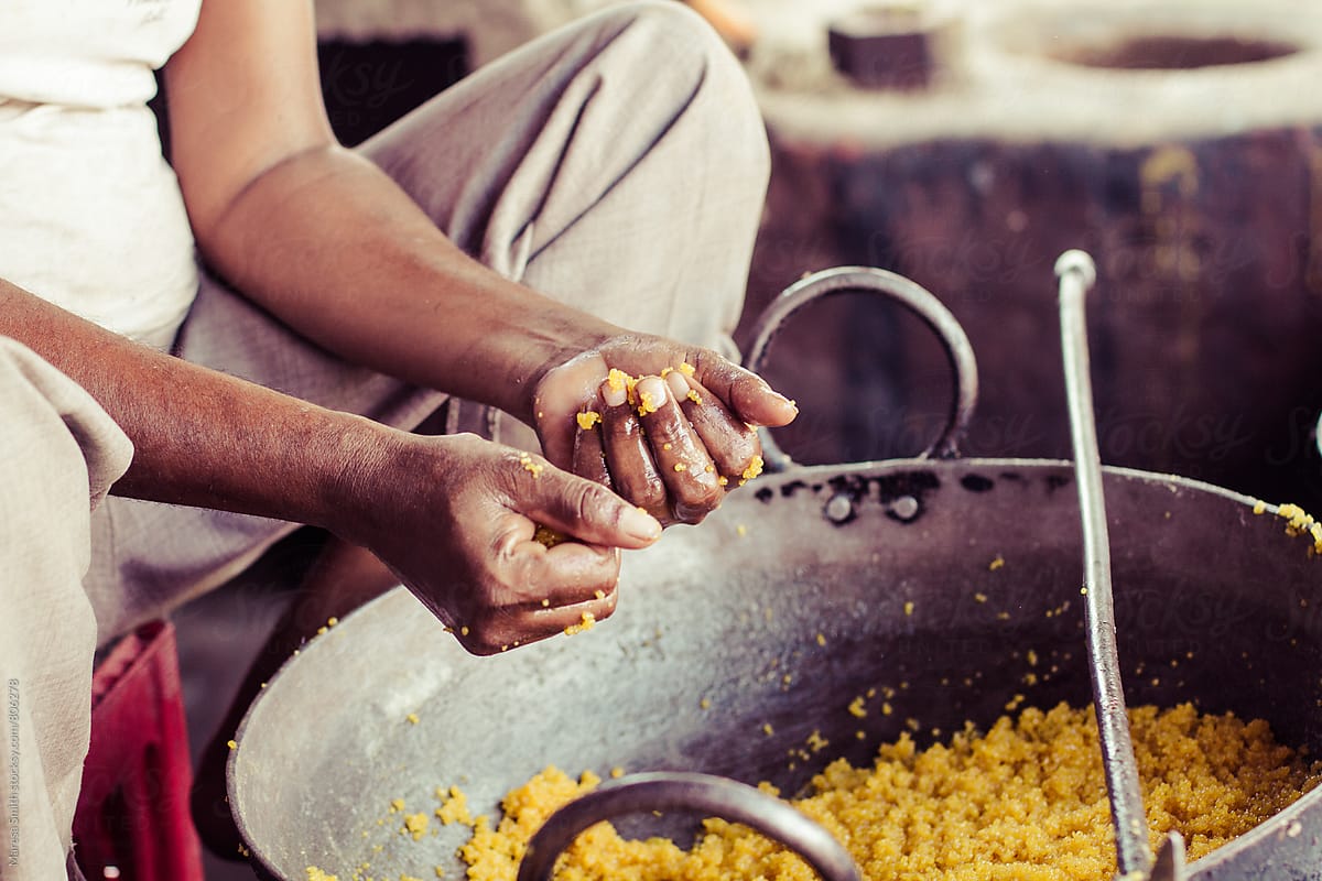 Close Up Of Hands Making Street Food In India by Maresa Smith