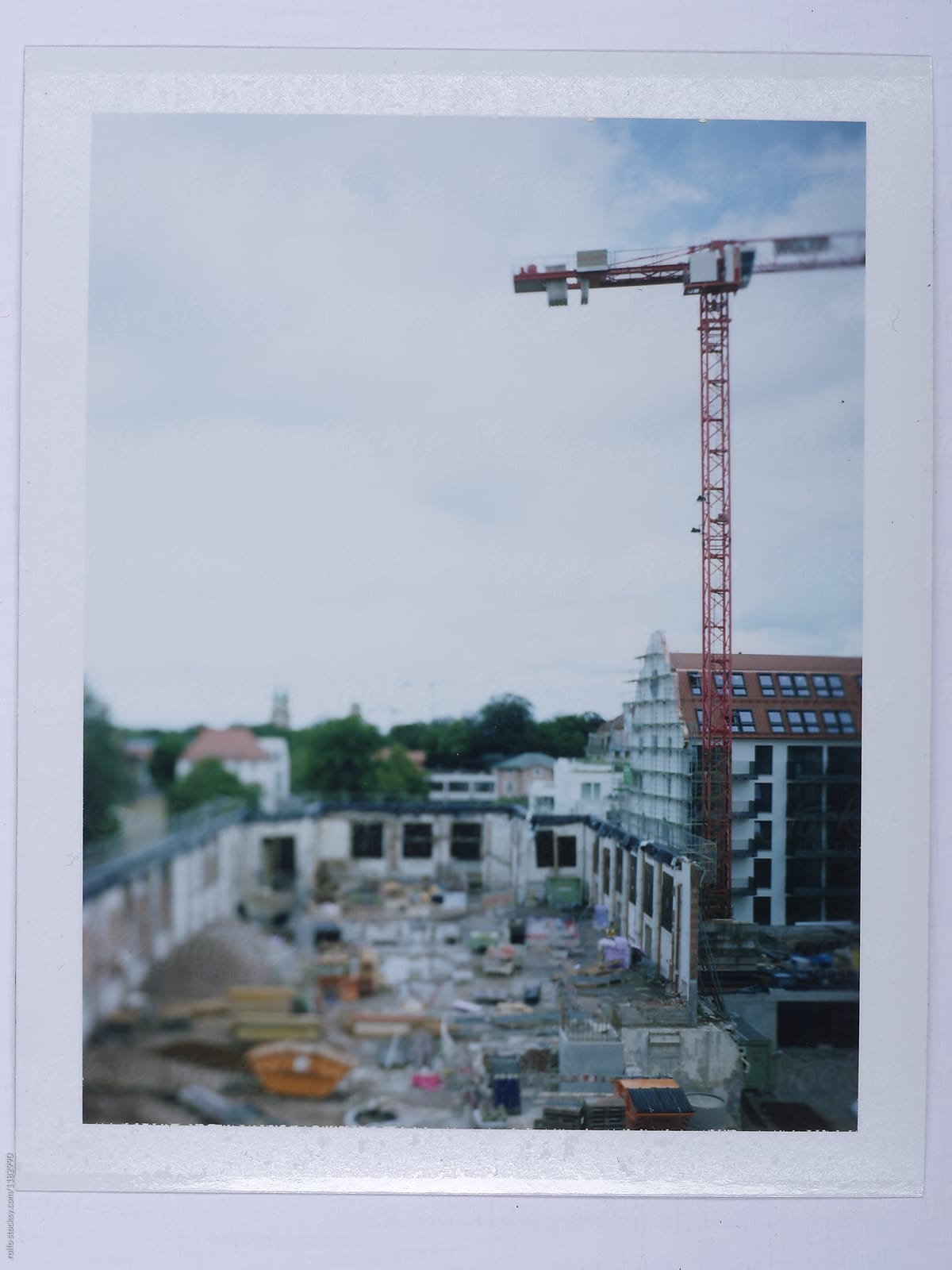 Polaroid image of crane in Kempten