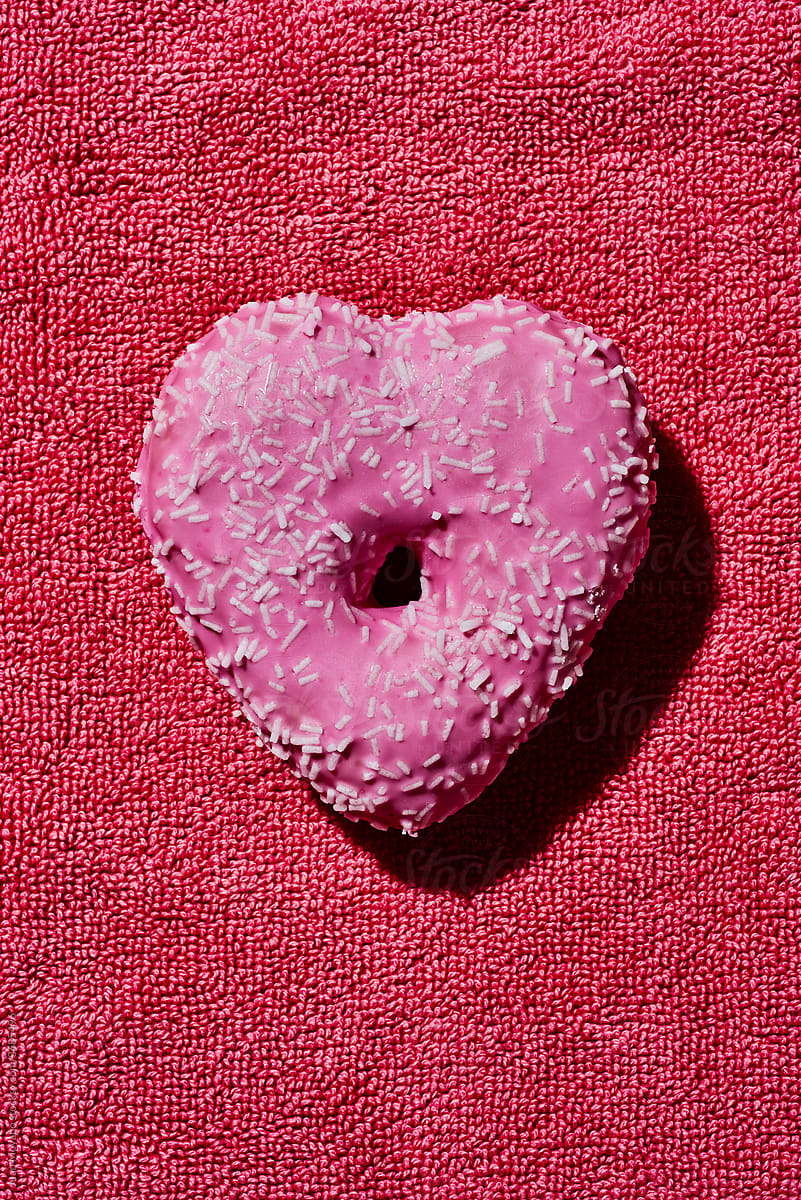 pink heart-shaped donut