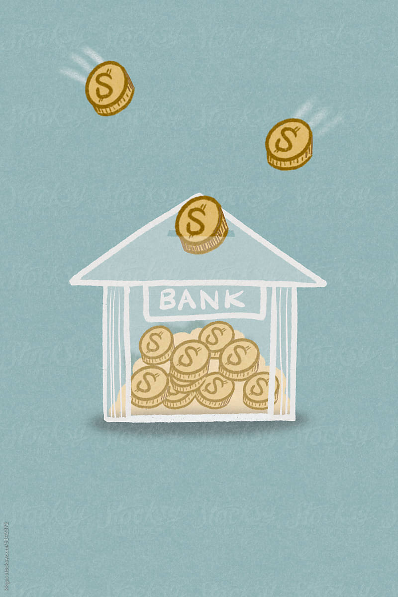 Bank shaped piggy bank
