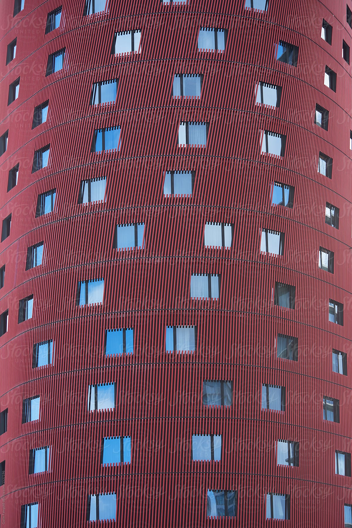 Circular building with red walls