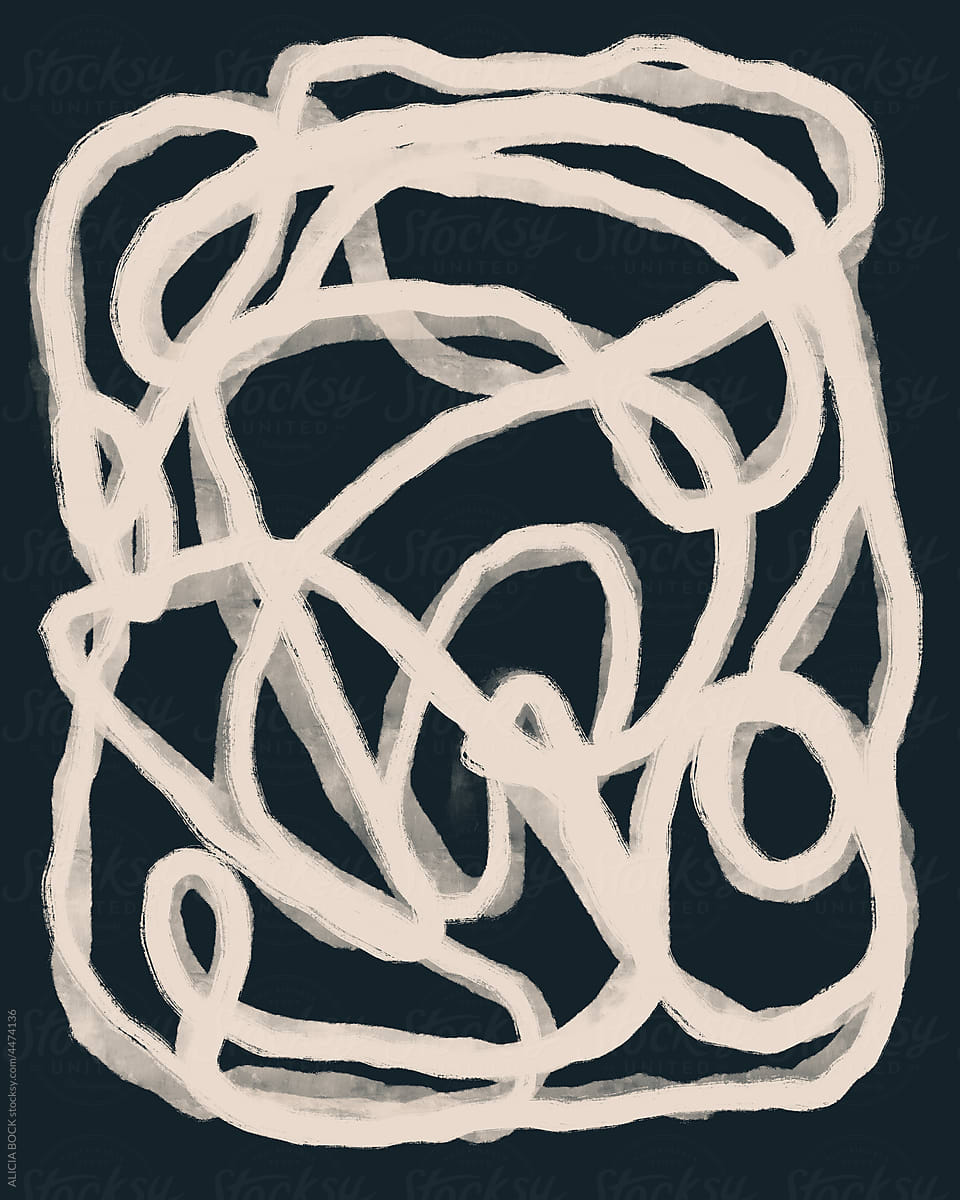 Abstract Drawing Of Twisted Beige Lines