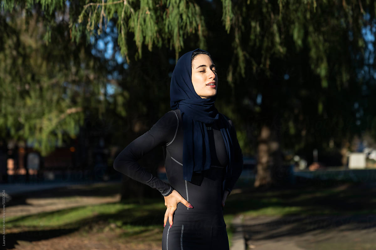 Muslim woman at park