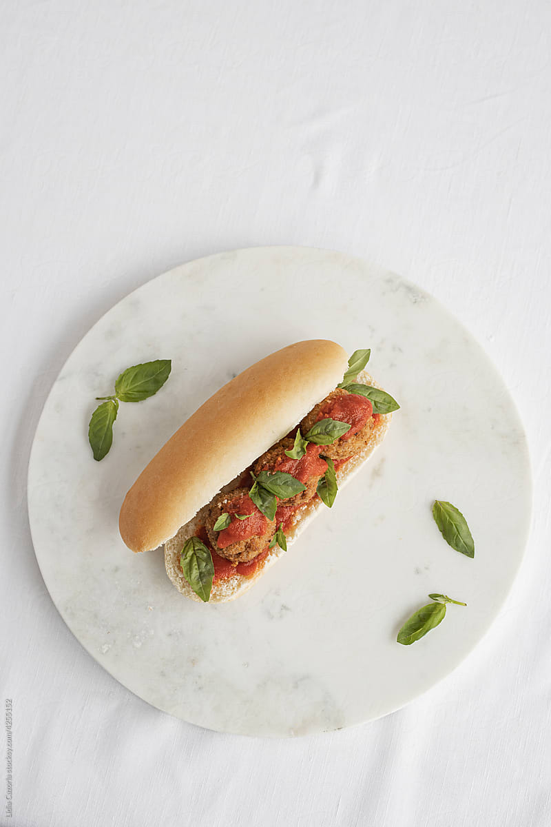 Meatball sub with  tomato sauce
