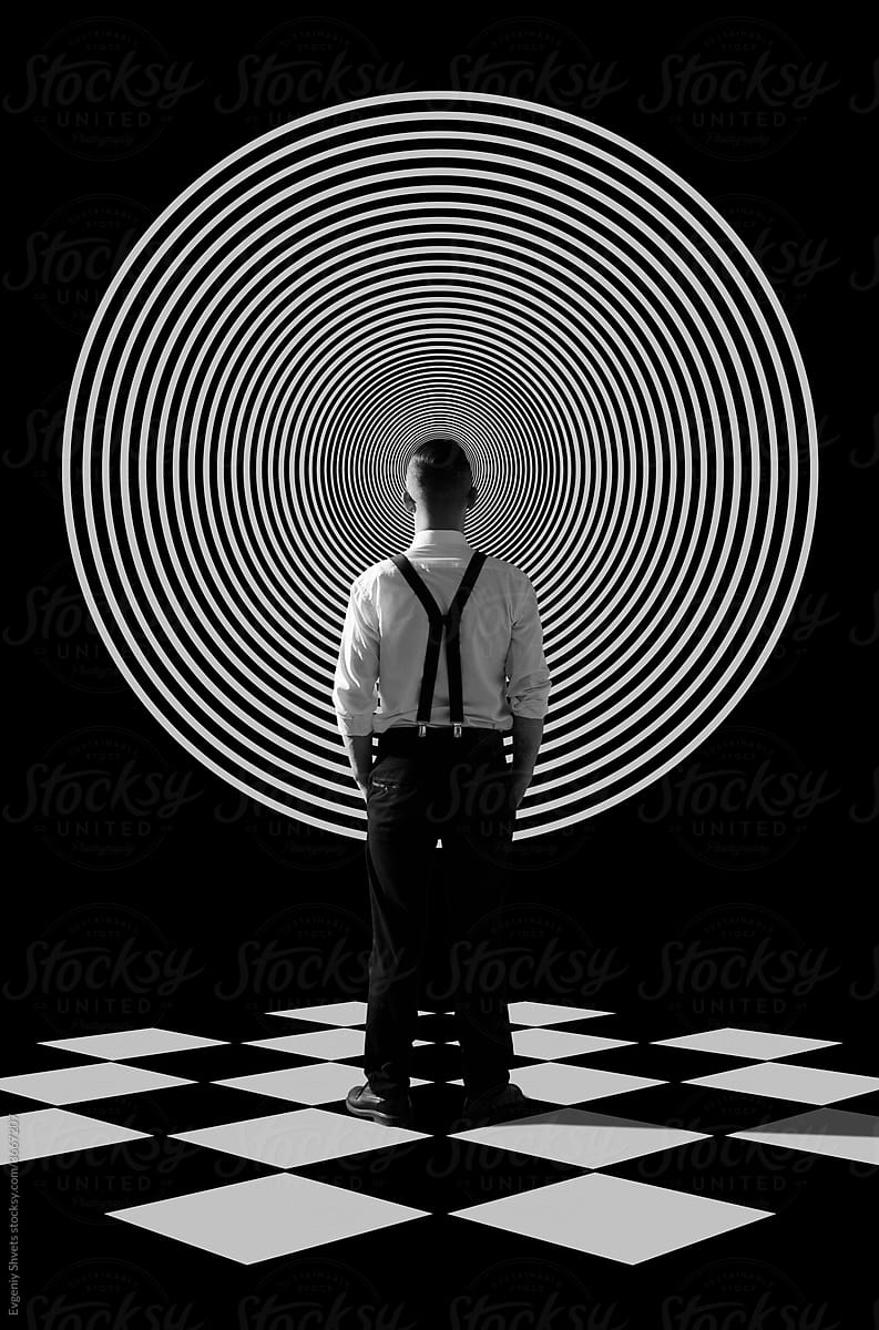 Man looking into a spiral