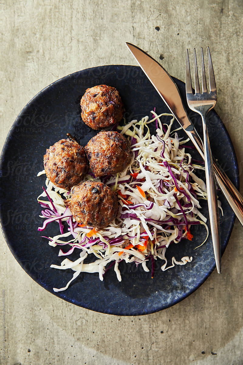 Meatballs and Shredded Cabbage