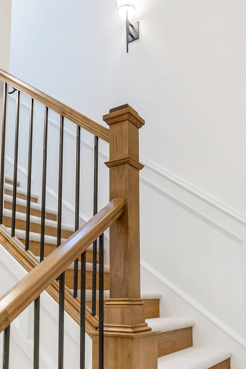 Wooden Banister and Rail on Staircase