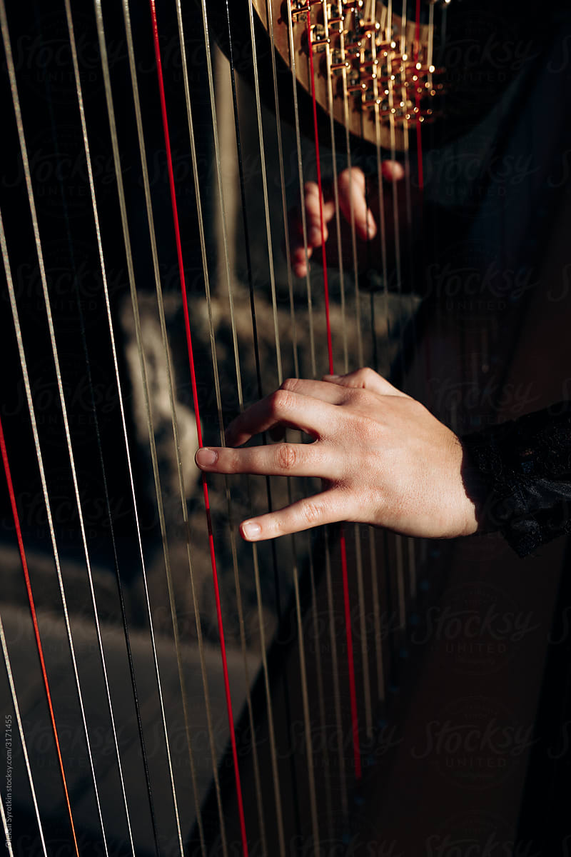Person playing on harp