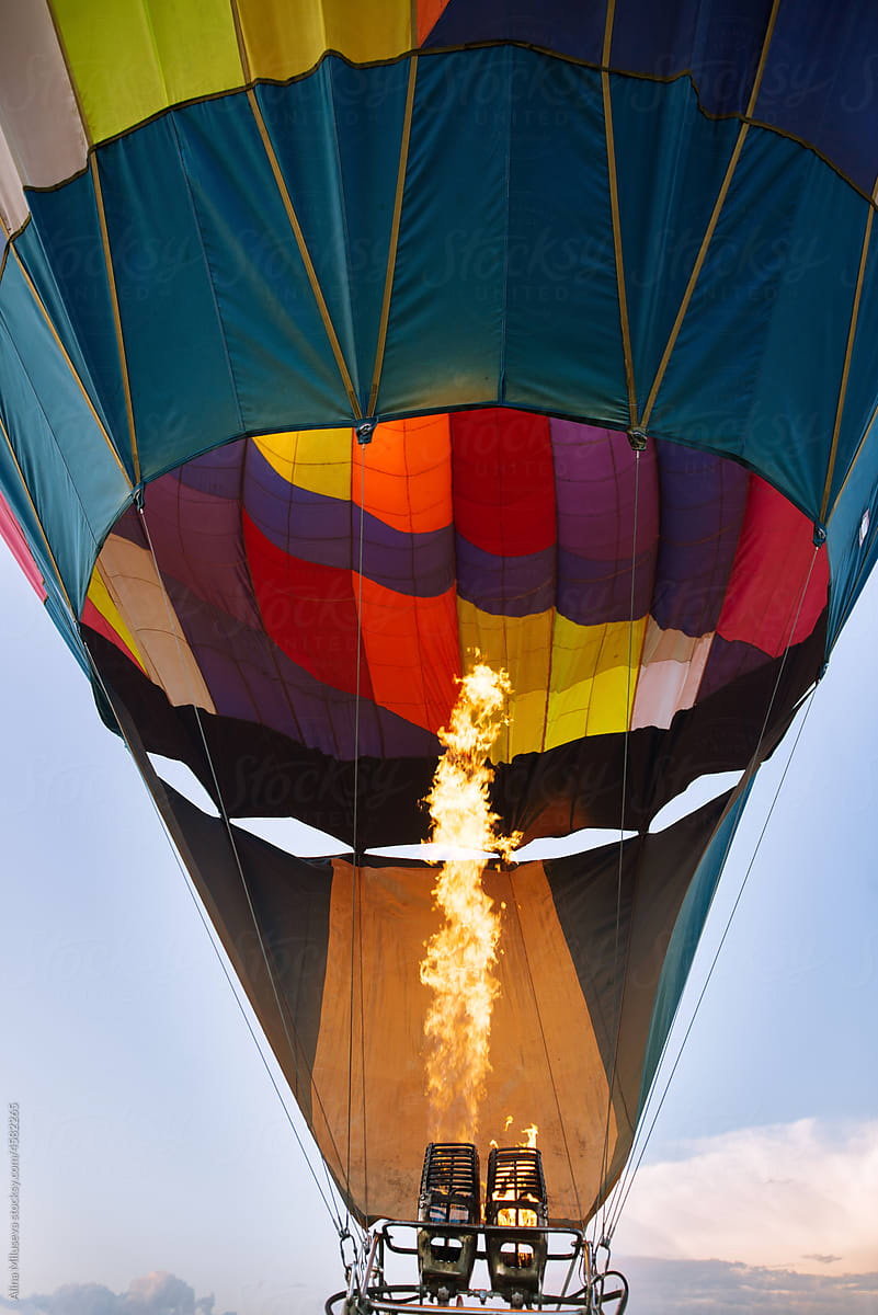 Inflating the hot-air balloon