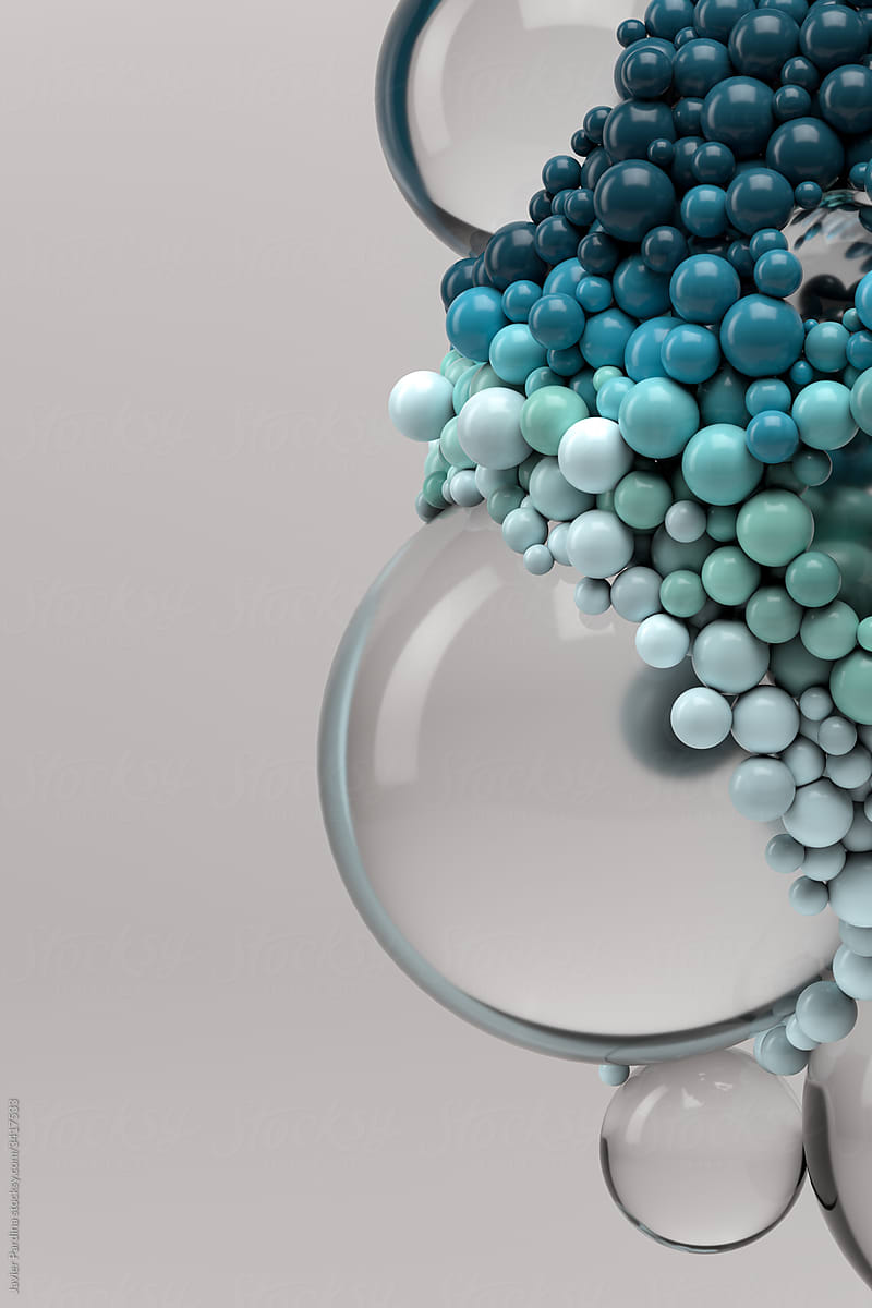 «Three Dimensional Render Of Colorful Spheres And Glass» del ...
