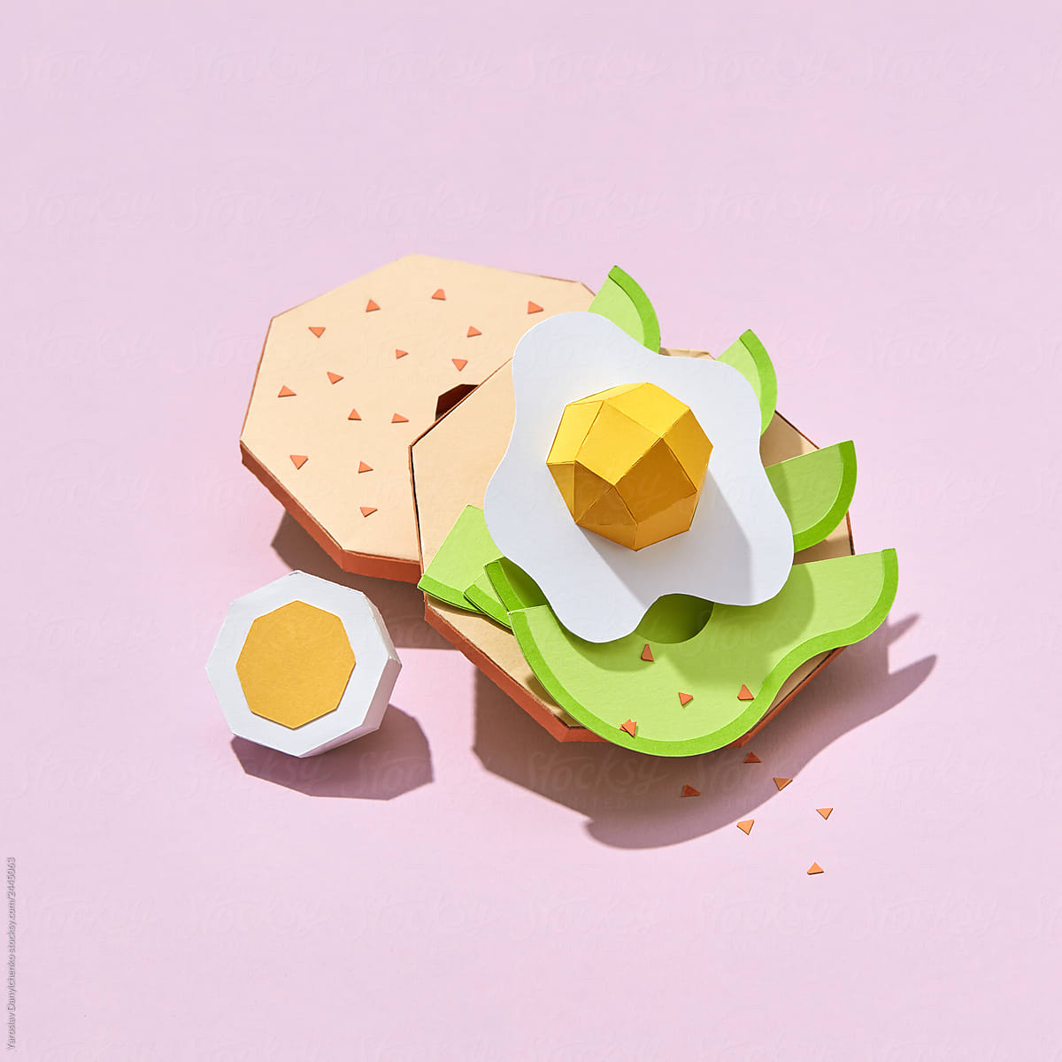"Paper Handcraft Origami Food - Breakfast Bagel" by Stocksy Contributor