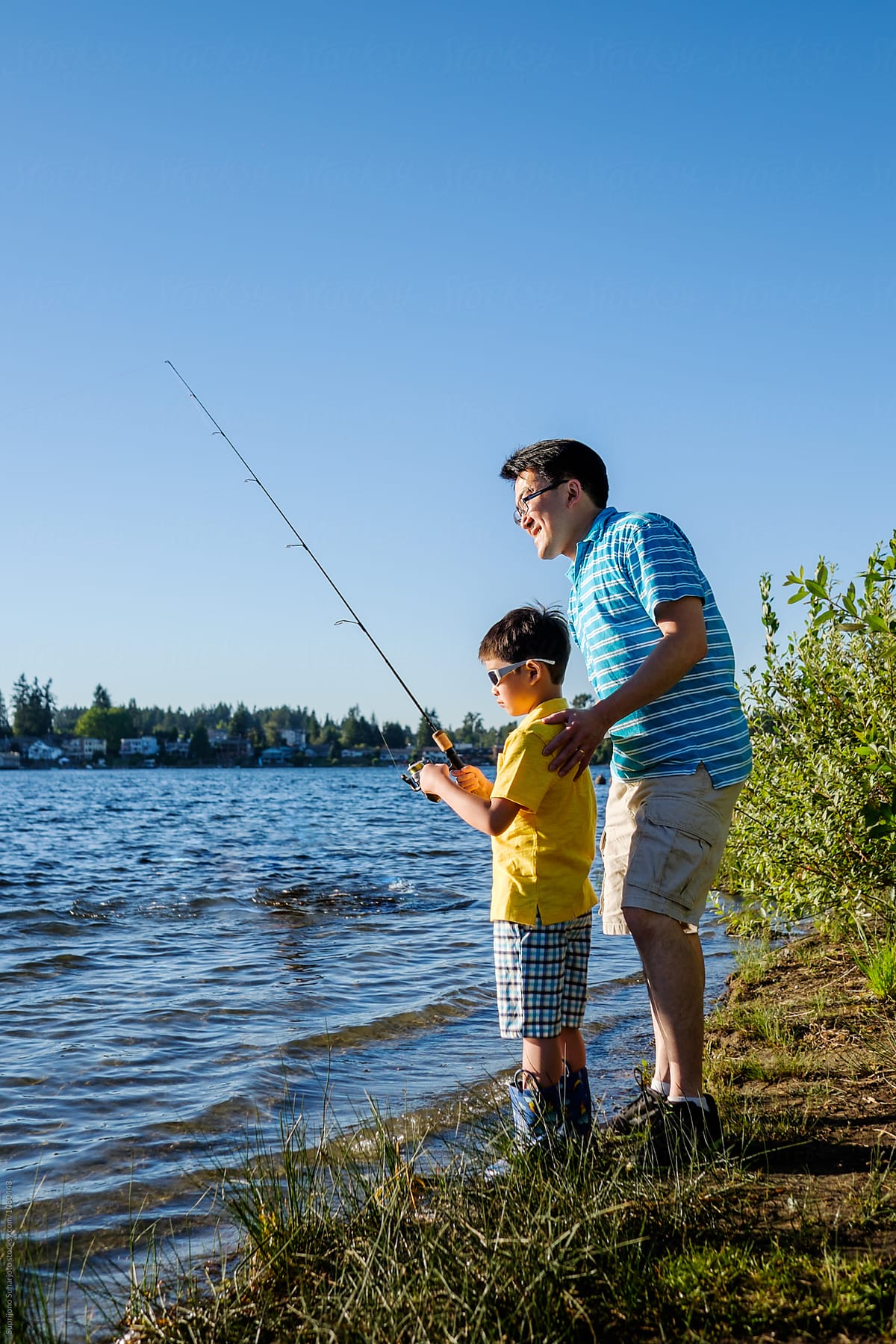 Happy Asian Father And His Son Going On A Fishing Trip To The Lake by  Stocksy Contributor Take A Pix Media - Stocksy