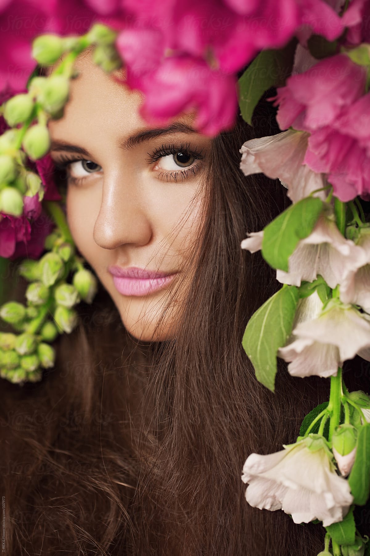 Beautiful Portrait Of A Girl With Flowers By Stocksy Contributor