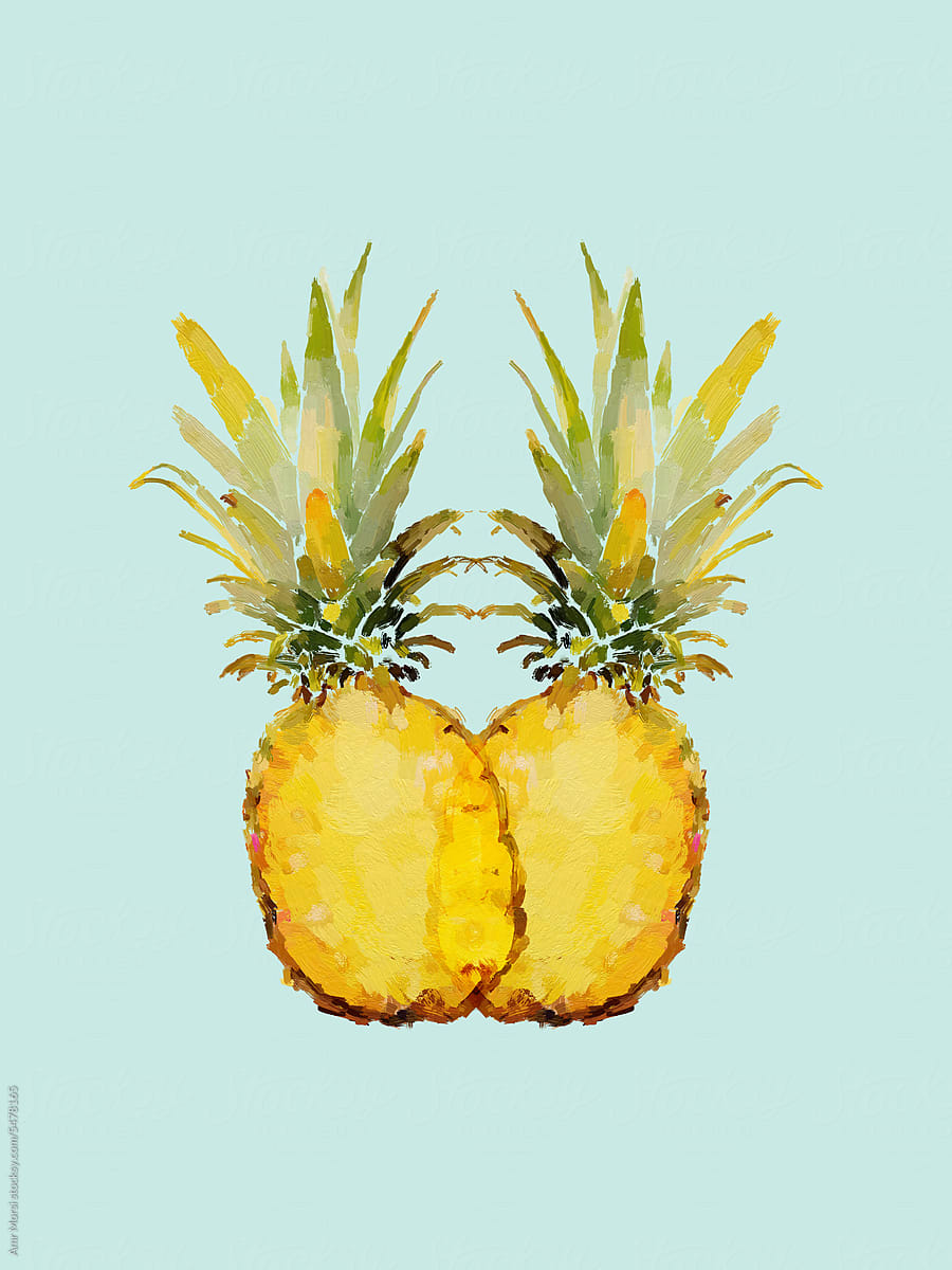 illustration of a pineapple on a light blue background