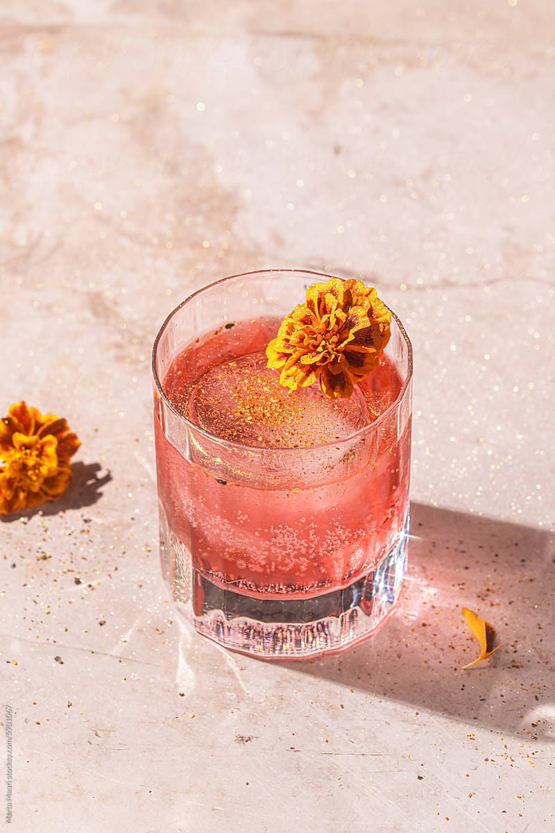 Floral pink cocktail