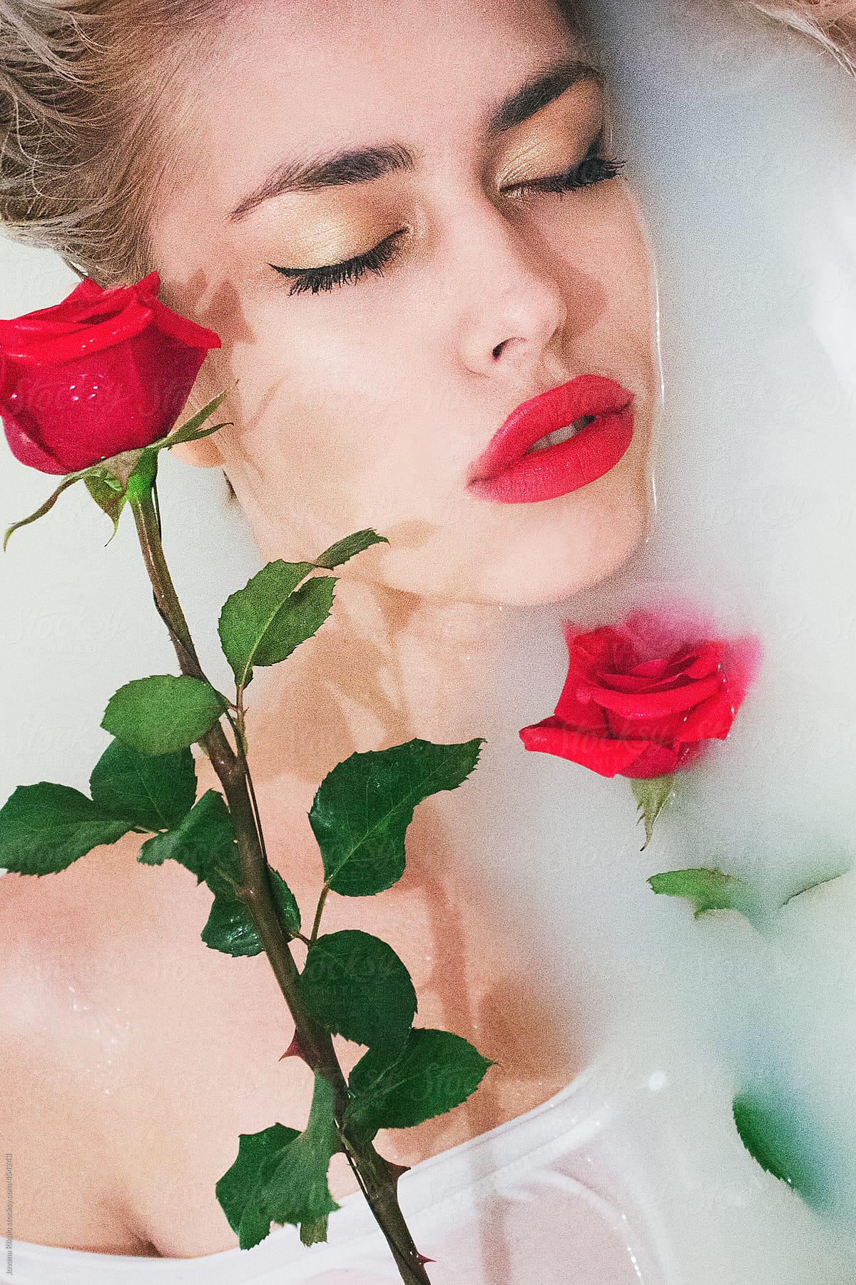 An Attractive Young Woman Lies In Milk Bath By Stocksy Contributor Jovana Rikalo Stocksy