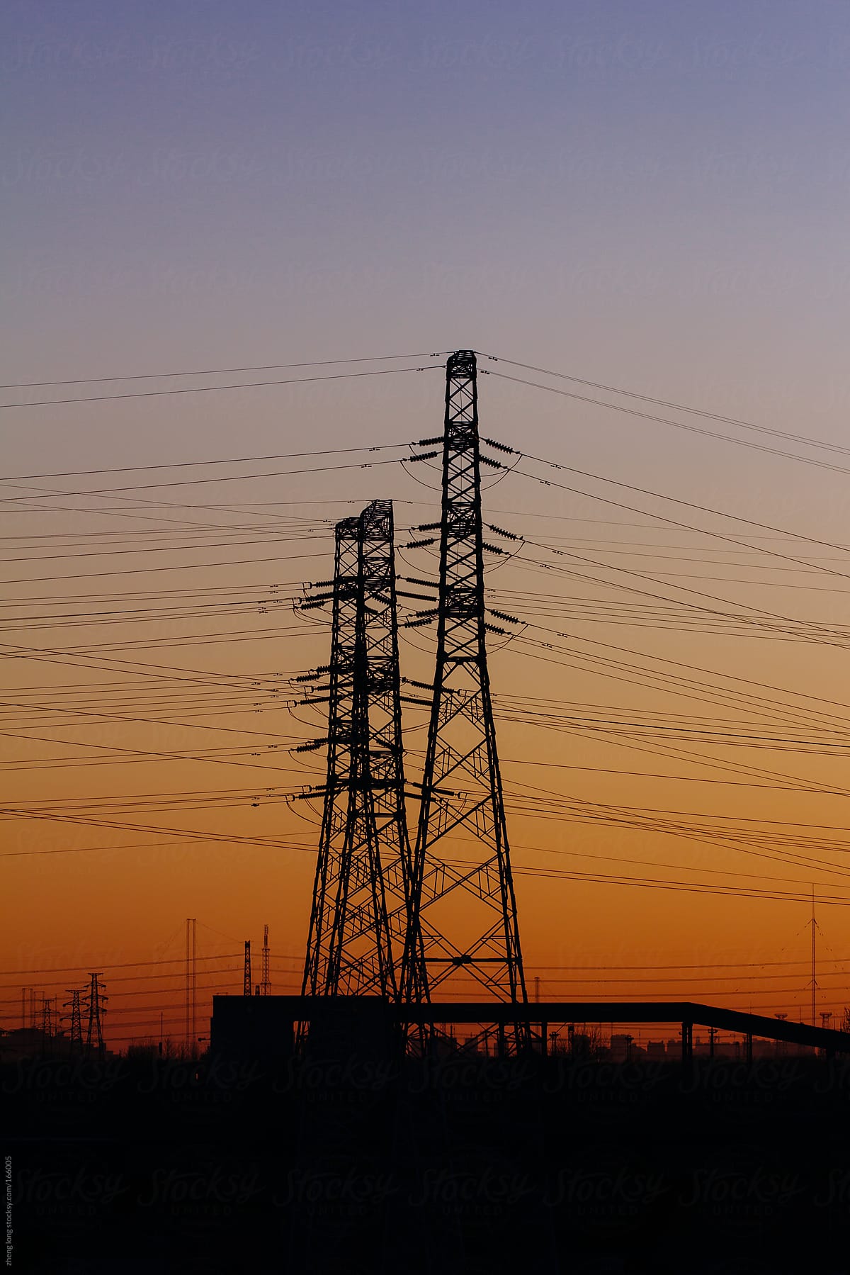 Electric tower when sunrise