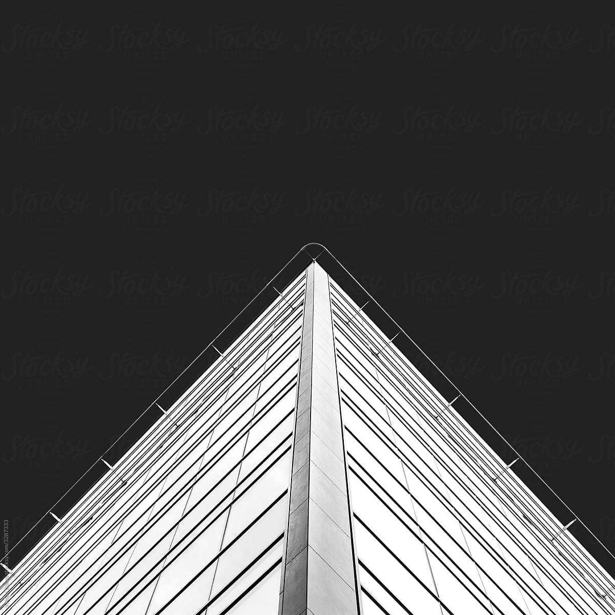 Triangle shaped building facade on black background