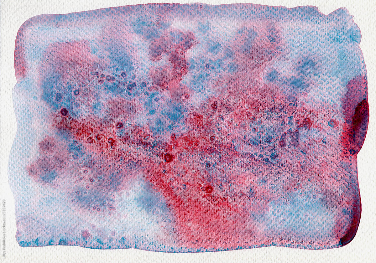 Red and blue abstract watercolor art