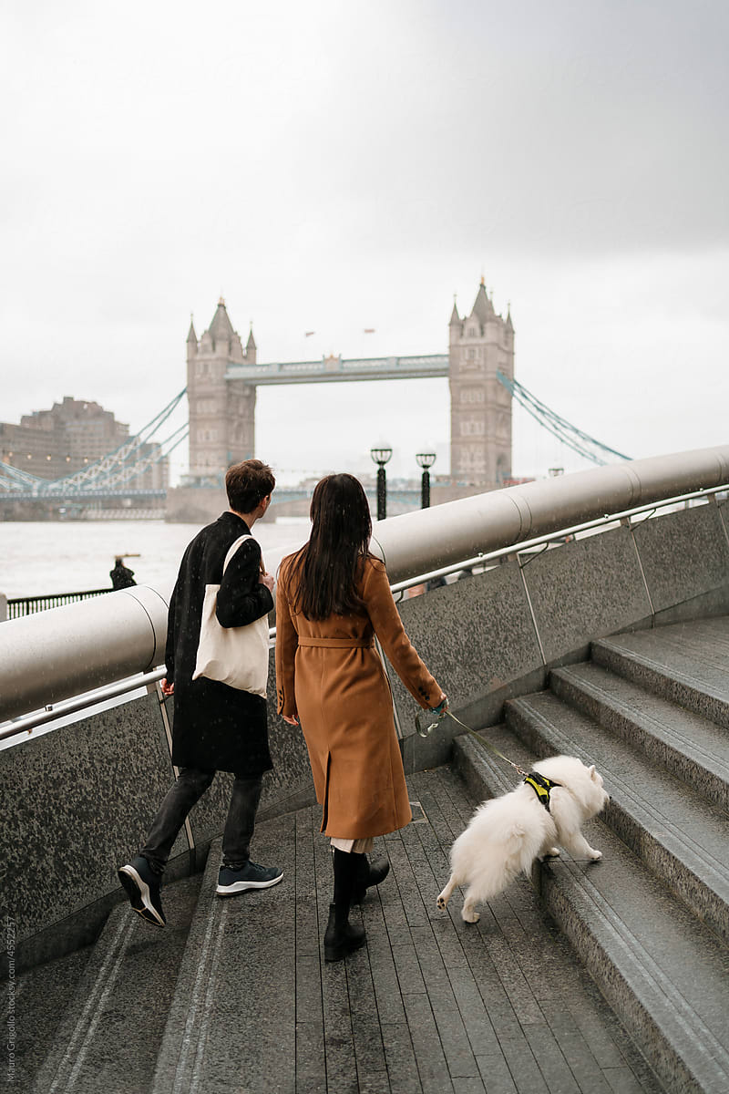 Couple visiting London with their dog