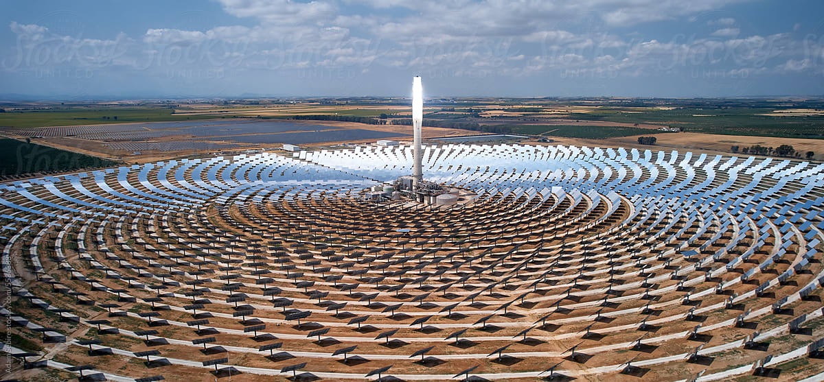Concentrated solar power plant, Europe - clean green energy transition