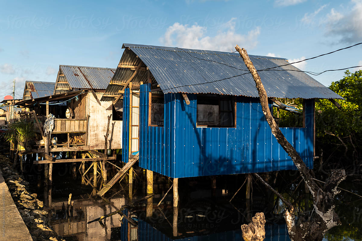 Stilt houses in coastal village