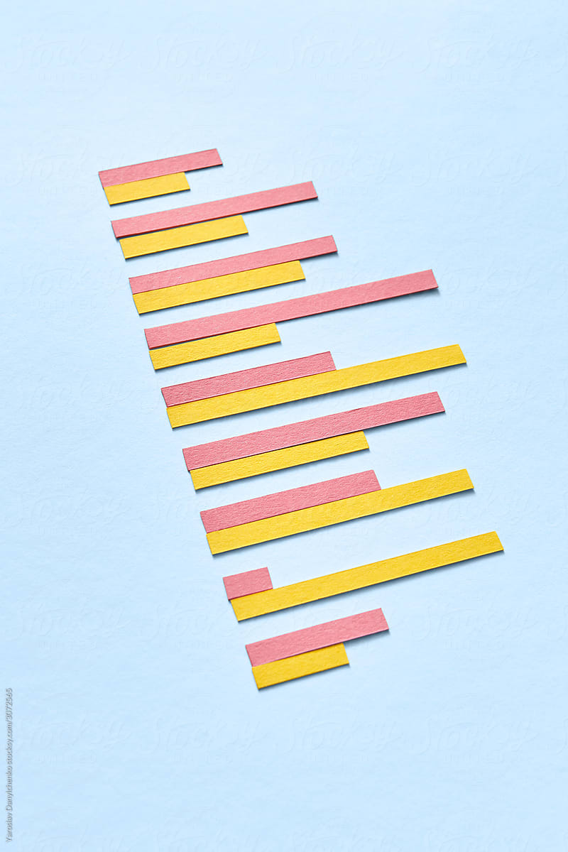 Handcraft paper colorful bar charts.