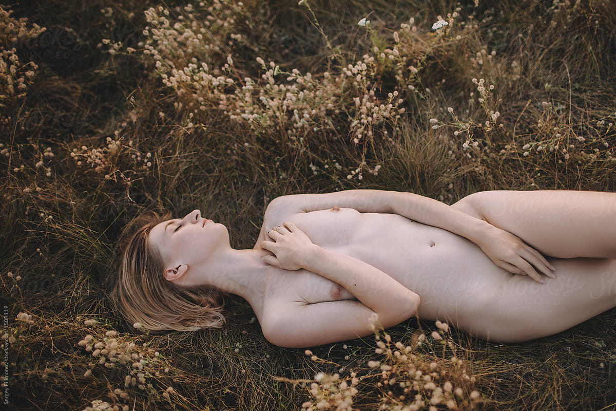 Naked Woman In Summer Field by Stocksy Contributor Serge Filimonov -  Stocksy