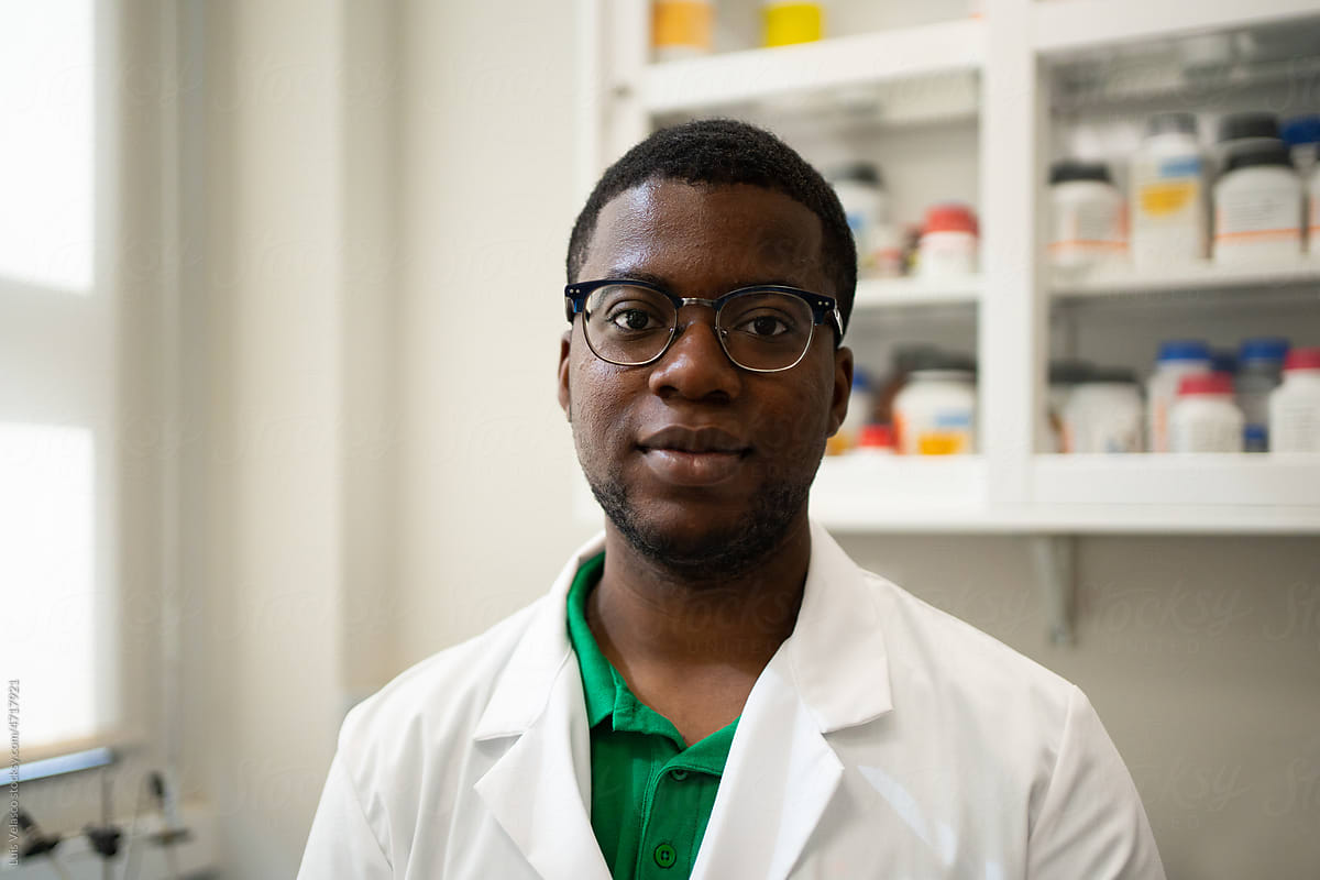 Portrait Of A Black Scientist Working In A Science Project In The Lab.