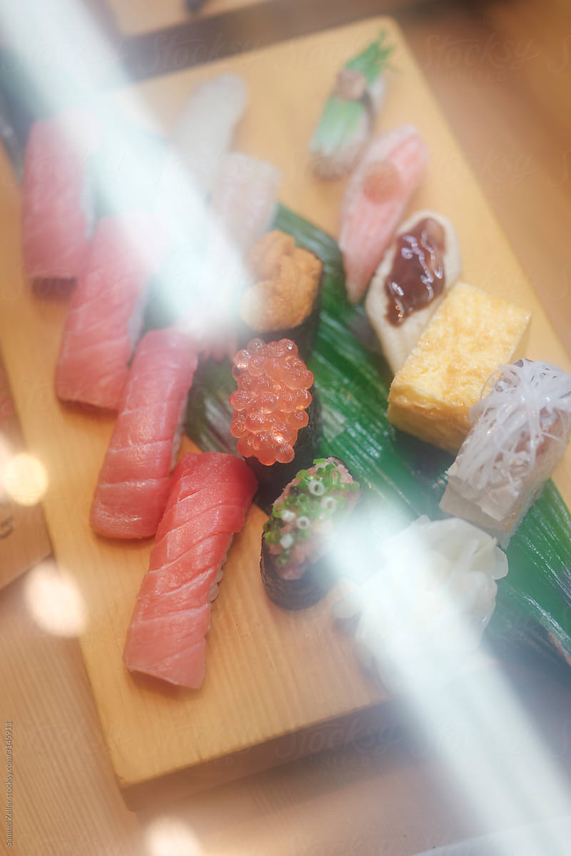 Fake food display, plastic sushis in Tokyo