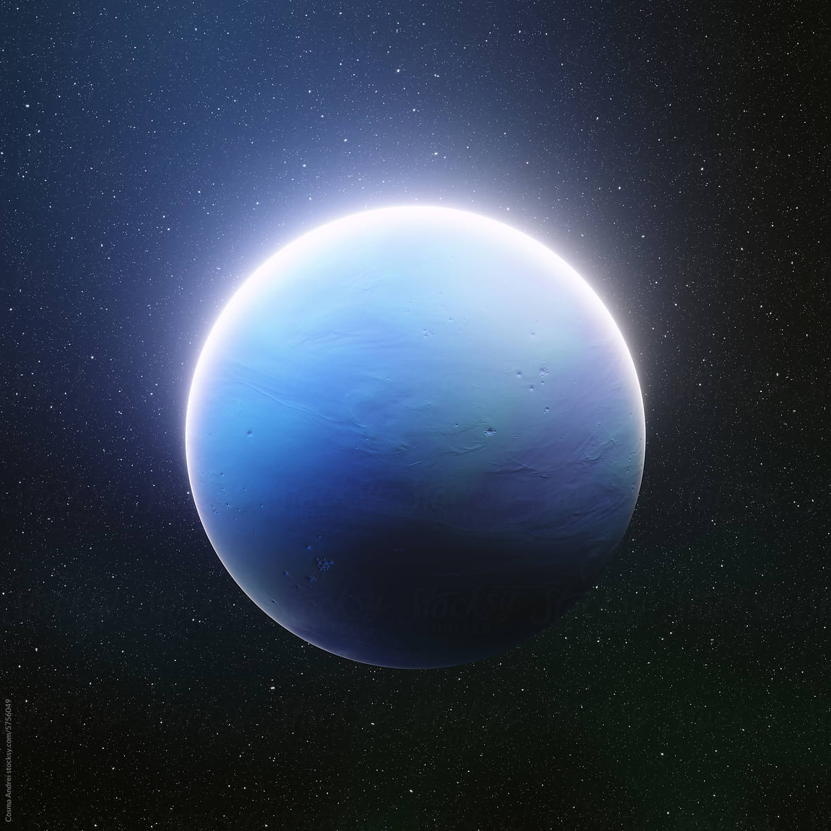 Sci-fi illustration with blue planet